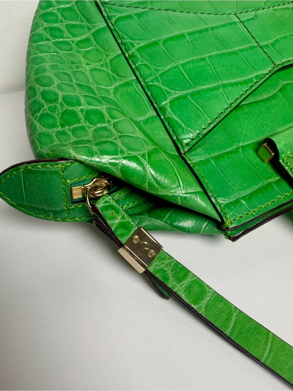 Kate spade Green Croc-Embossed Leather Tote Handbag